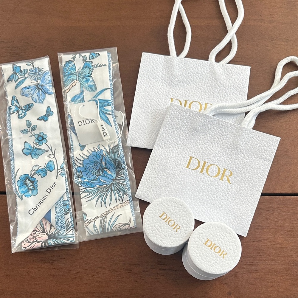 GWP Dior White and Blue Floral Twilly Set